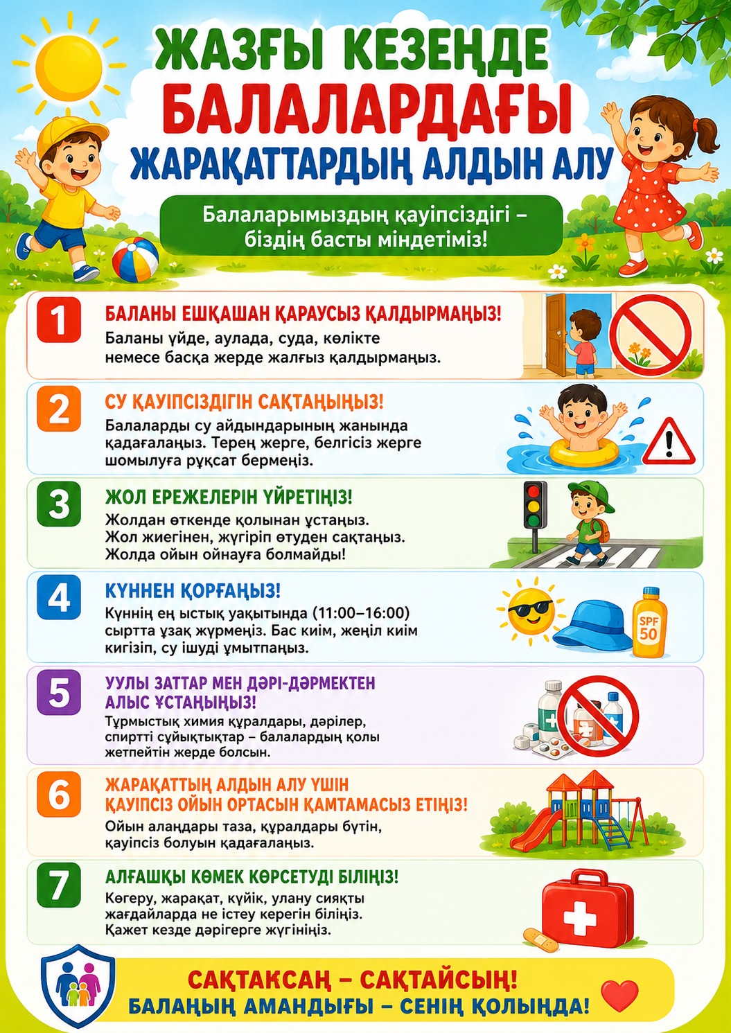 Жазғы кезеңде балалардағы жарақаттардың алдын алу
