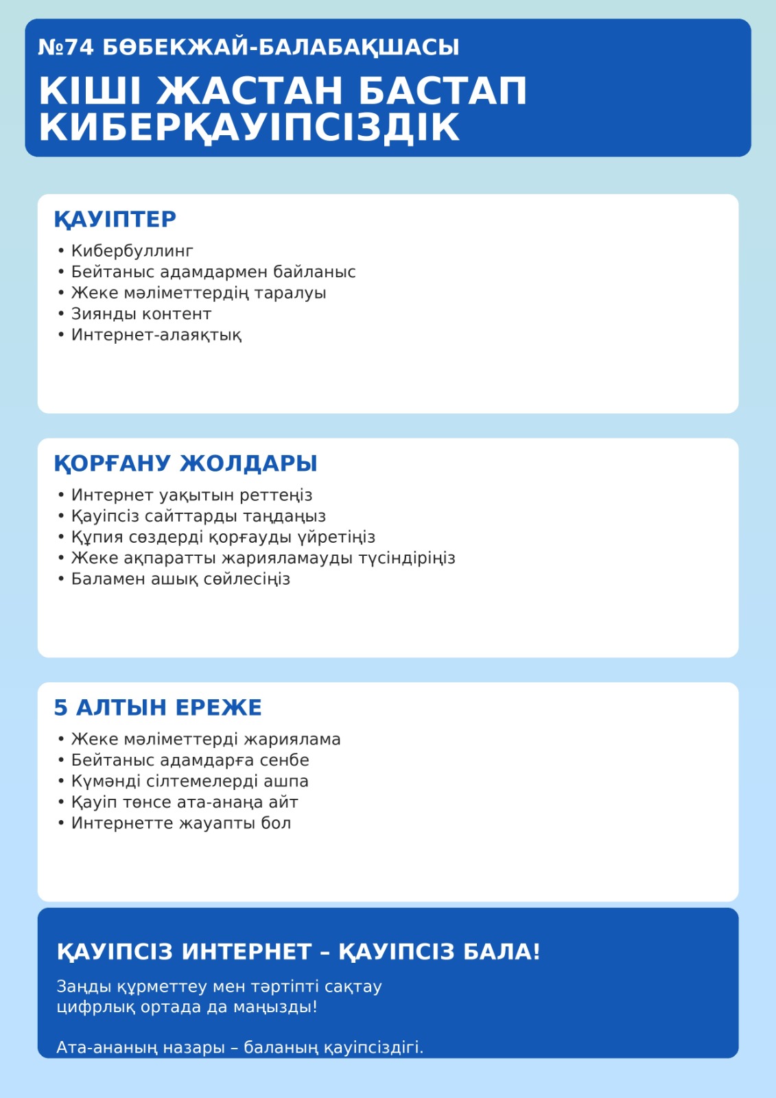 Кіші жастан бастап киберқауіпсіздік